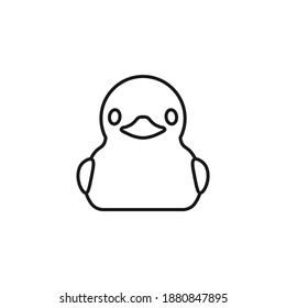 Rubber duck icon line style isolated on white background. Vector illustration