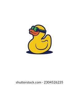 rubber duck icon logo sunglasses cartoon character