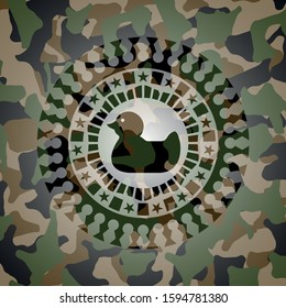 rubber duck icon on camo pattern