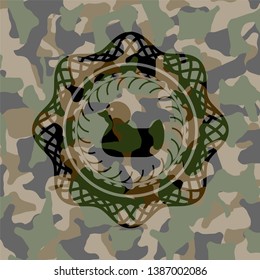 rubber duck icon on camouflage texture