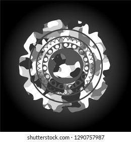 Rubber duck icon on grey camo pattern
