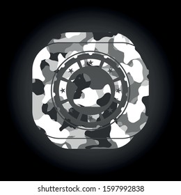 rubber duck icon on grey camouflaged texture