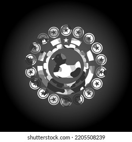 rubber duck icon on grey camouflage pattern. 