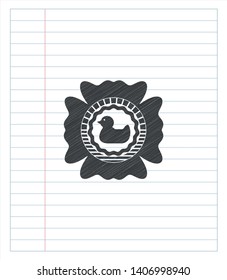 rubber duck icon pencil draw. Vector Illustration. Detailed.