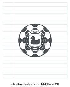 rubber duck icon pencil effect. Vector Illustration. Detailed.