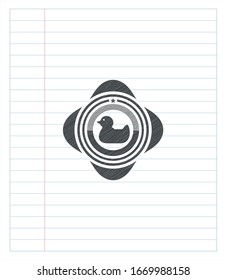 rubber duck icon pencil effect. Vector Illustration. Detailed.