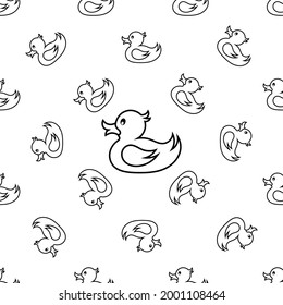Rubber Duck Icon Seamless Pattern, Rubber Ducky, Duck Shape Toy Vector Art Illustration