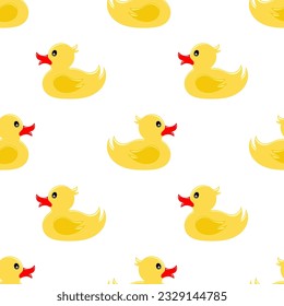 Rubber Duck Icon Seamless Pattern, Rubber Ducky, Duck Shape Toy Vector Art Illustration
