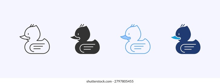 Rubber Duck Icon Set Multiple Style Collection Vector Illustration
