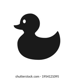 Rubber duck icon. toy bath duck icon. Black rubber duck.