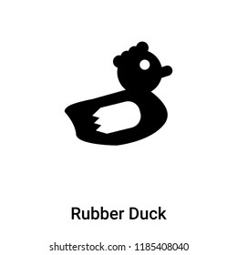 Rubber Duck icon vector isolated on white background, logo concept of Rubber Duck sign on transparent background, filled black symbol
