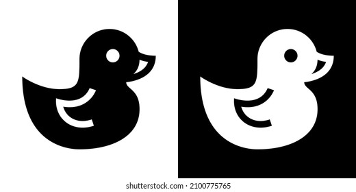 Rubber Duck. Icon in White and Black Version.