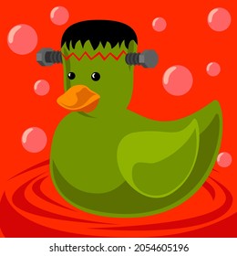 rubber duck in the image of Frankenstein