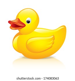 Rubber duck isolated on white photo-realistic vector illustration