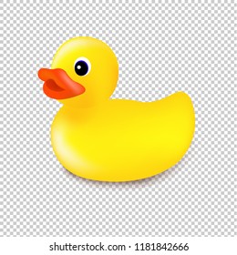 Pato De Goma Aislado Fondo Transparente Con Malla De Gradiente, Ilustración Vectorial