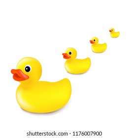 Rubber Duck Isolated White Background With Gradient Mesh, Vector Illustration