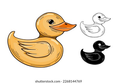 Rubber duck, isolated white background, vector illustration