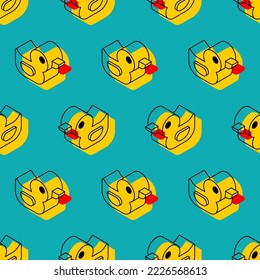 Rubber duck isometric pattern seamless. background of kids fabric