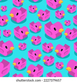 Rubber duck isometric pattern seamless. background of kids fabric