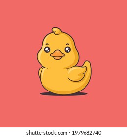 Rubber duck kawaii cartoon character vector illustration