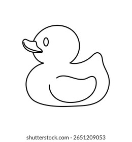 rubber duck kid toy outline illustration, duckling cartoon outline