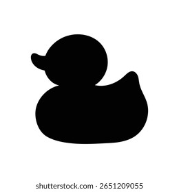 rubber duck kid toy silhouette illustration, duckling cartoon solid shape