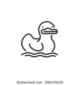 Rubber duck line icon. linear style sign for mobile concept and web design. Duck toy outline vector icon. Symbol, logo illustration. Vector graphics
