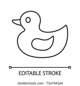 Rubber duck linear icon. Thin line illustration. Contour symbol. Vector isolated outline drawing. Editable stroke