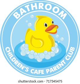 rubber duck logo in the bathroom with soap bubbles vector