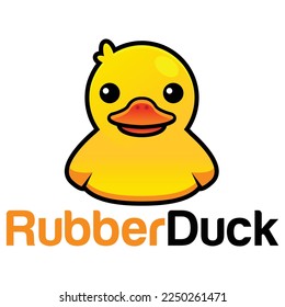 Rubber duck logo flat design logo illustration. vector logo template isolated on white background