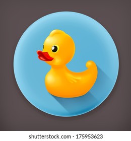 Rubber duck, long shadow vector icon
