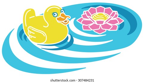 Rubber duck and lotus flower