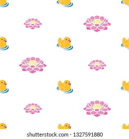 Rubber duck and lotus flower pattern
