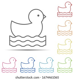 Rubber duck multi color icon. Element of swimming poll thin line icon on white background