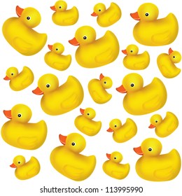 Rubber duck on white background, mesh vector illustration seamless pattern