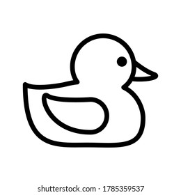 Rubber duck outline icon on isolated white background, Duck line icon, Rubber duck vector illustration for logo, ui, web, apps, banner, poster, brochure, infographic, etc.