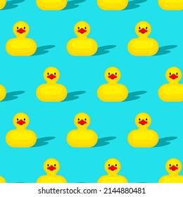 Rubber duck pattern seamless. Children's toy background. Baby fabric ornament