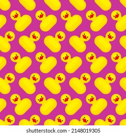 Rubber duck pattern seamless. Children's toy background. Baby fabric ornament