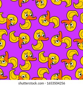 Gummi-Ente Muster nahtlos. Spielzeug Cartoon-Vogelhintergrund. Textur aus Babygewebe. Vektorillustration