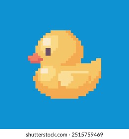 
arte de pixel de pato de borracha, ilustração vetorial em fundo isolado.