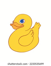 Rubber duck.
Plastic yellow duck.
toy animal illustration