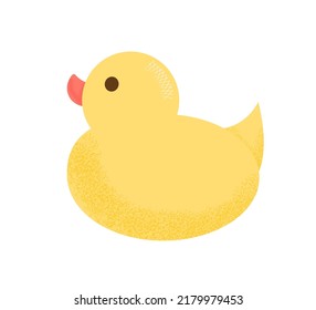 Pato de goma para jugar en el baño. Juguete de pato amarillo. Juguete para niños. Ilustración vectorial al estilo de dibujos animados planos aislados en fondo blanco