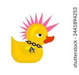 Rubber duck punk. Duck toy punker. yellow punky