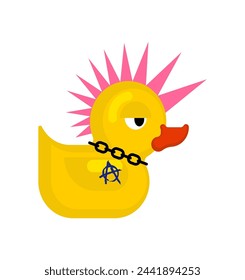 Rubber duck punk. Duck toy punker. yellow punky