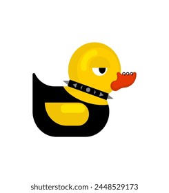 Rubber duck punk. Duck toy punker. yellow punky