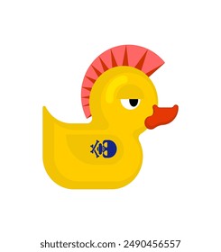 Rubber duck punk. Duck toy punker. yellow punky