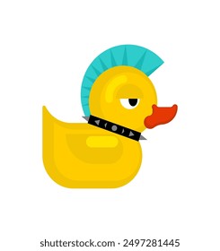 Rubber duck punk. Duck toy punker. yellow punky