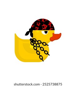 Rubber duck punk. Duck toy punker. yellow punky