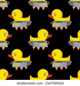 Rubber duck robot pattern seamless. cyber duck toy of future background