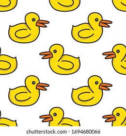 rubber duck seamless doodle pattern, vector illustration